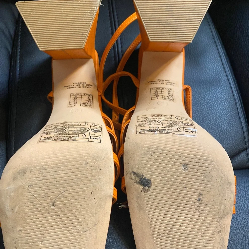Orange High Heels with Straps - Picture 2 of 2